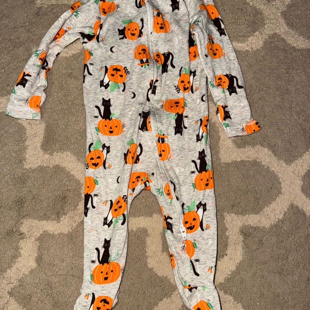 Old Navy Gray and Orange Footies One Piece